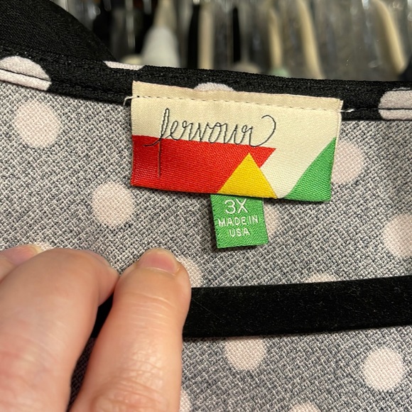 FERVOUR 3X polka dot swing skirt skater dress belted black & red - Picture 3 of 8